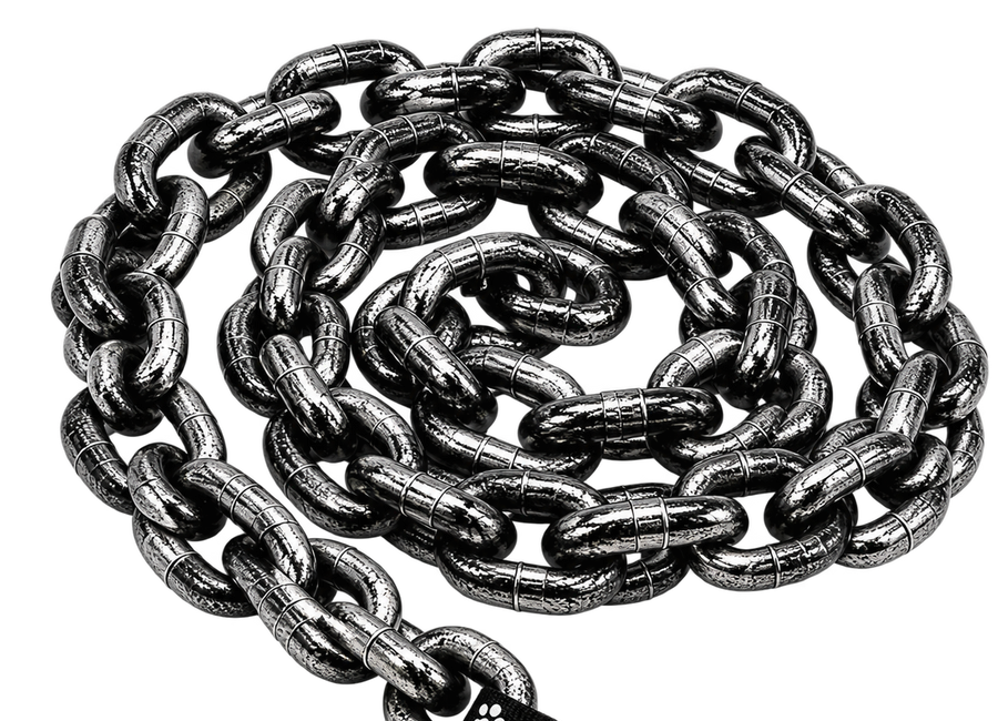 DogChain avec de grands maillons noirs, une poignée à motifs de pattes et un mousqueton